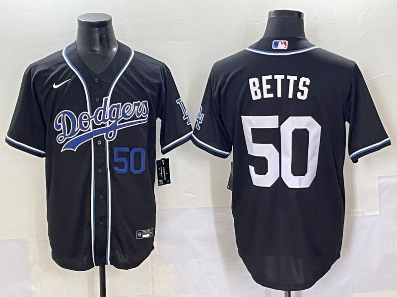 Men 2025 Los Angeles Dodgers #50 Betts Black Three generations Fashion Nike MLB Jersey style 7043